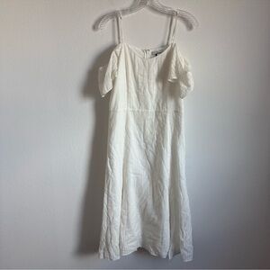 H by Halston Cold Shoulder White Midi Dress Size: 8